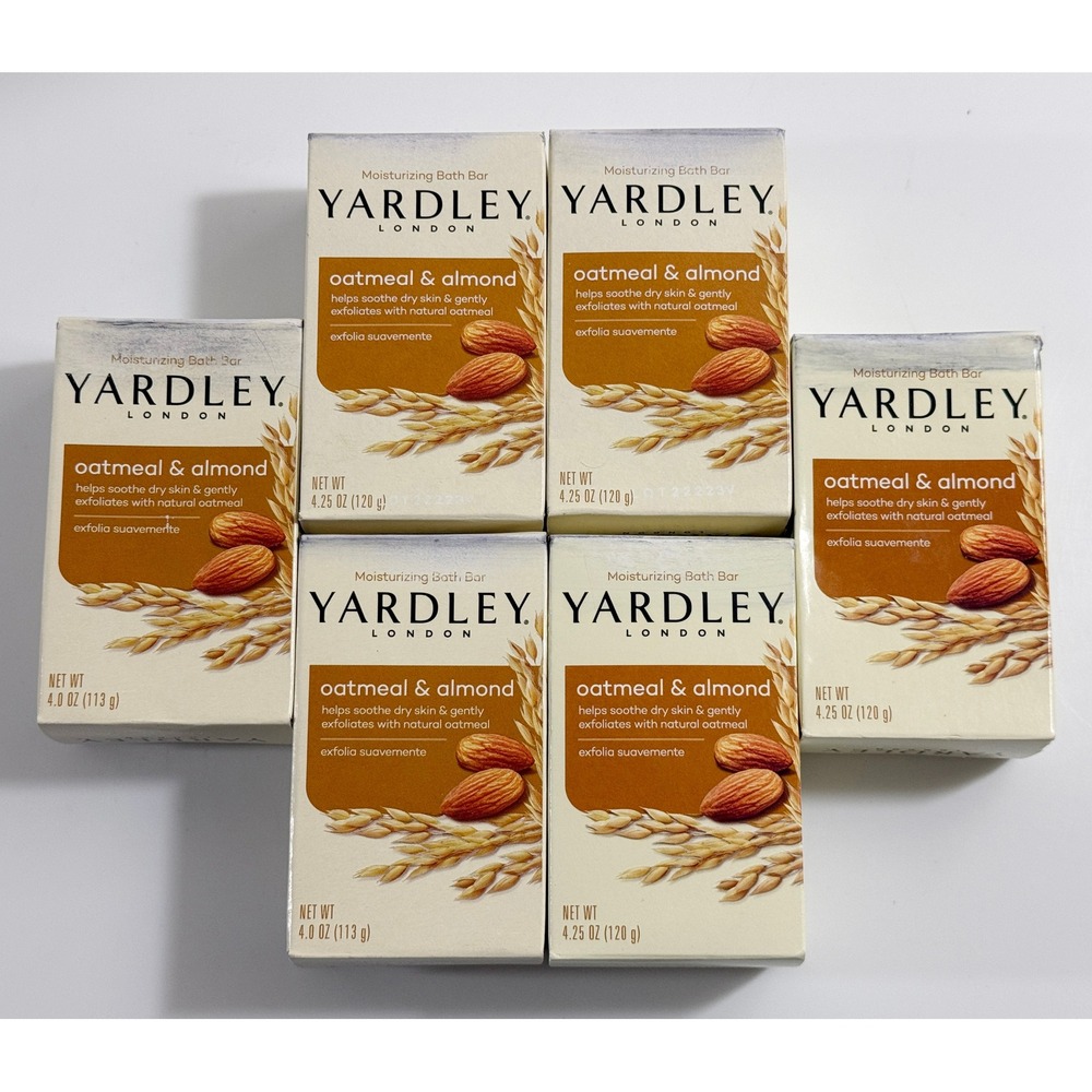 Yardley‎ Bath Bar Unisex 6 Pack Tan Oatmeal & Almond Moisturizing Soap Bundle